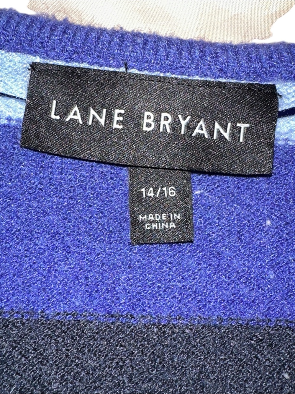 Lane Bryant Black, Royal, Gray & Light Blue Striped V-Neck Sweater 14/16 XL - Picture 3 of 4